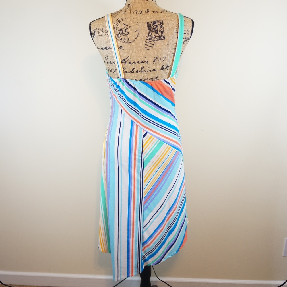 Bebop Striped Asymmetrical Midi Dress - Picture 7 of 8